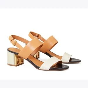 Tory Burch, Gigi two tone sandal block heel